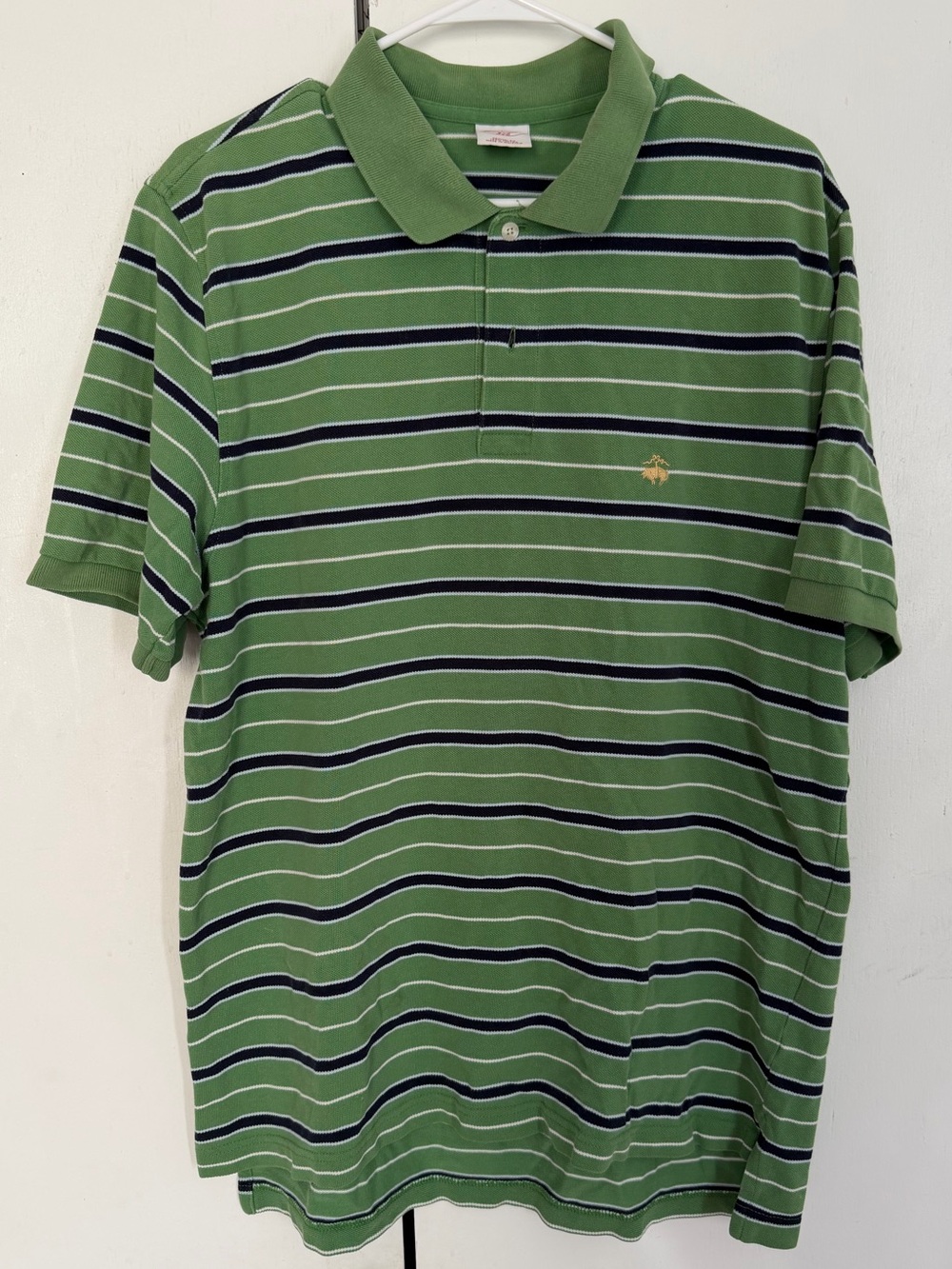 Brooks Brothers Green Polo with Navy & White Stripes P16